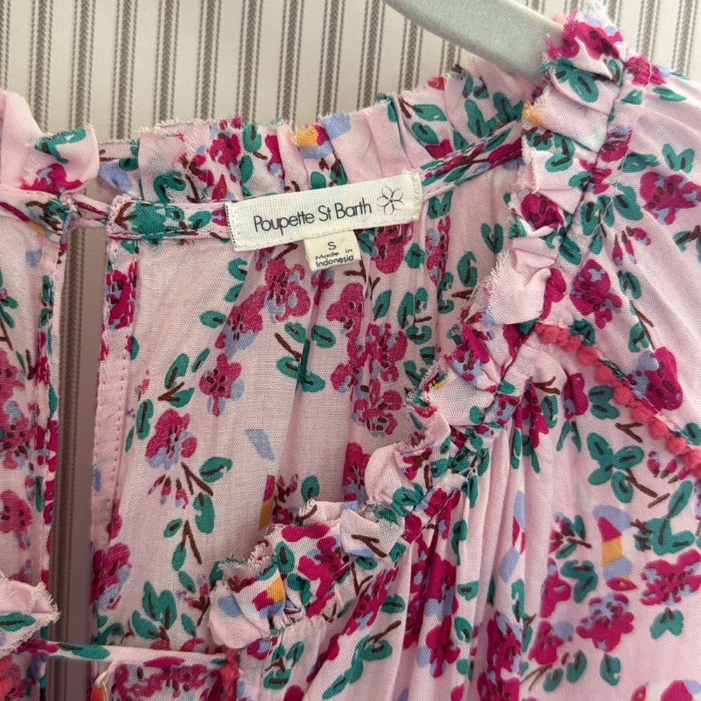 Poupette St. Barth light pink floral dress, small - Picture 9 of 11